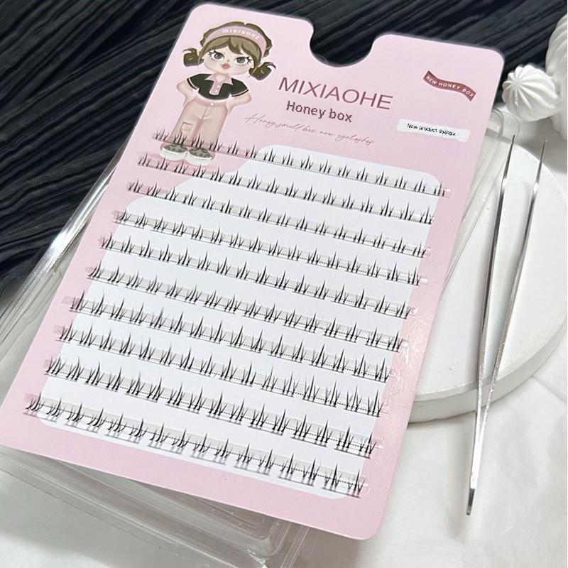 Honey Box Wide Stem Natural Lower Eyelashes - Small Flame, Transparent, Easy To Use, Photogenic, Large Capacity Simulated Lashes