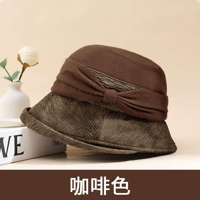 Autumn and Winter Mother Hat Women's New Middle-aged Bucket Hat Fashion Casual Old Lady Basin Hat Warm Versatile