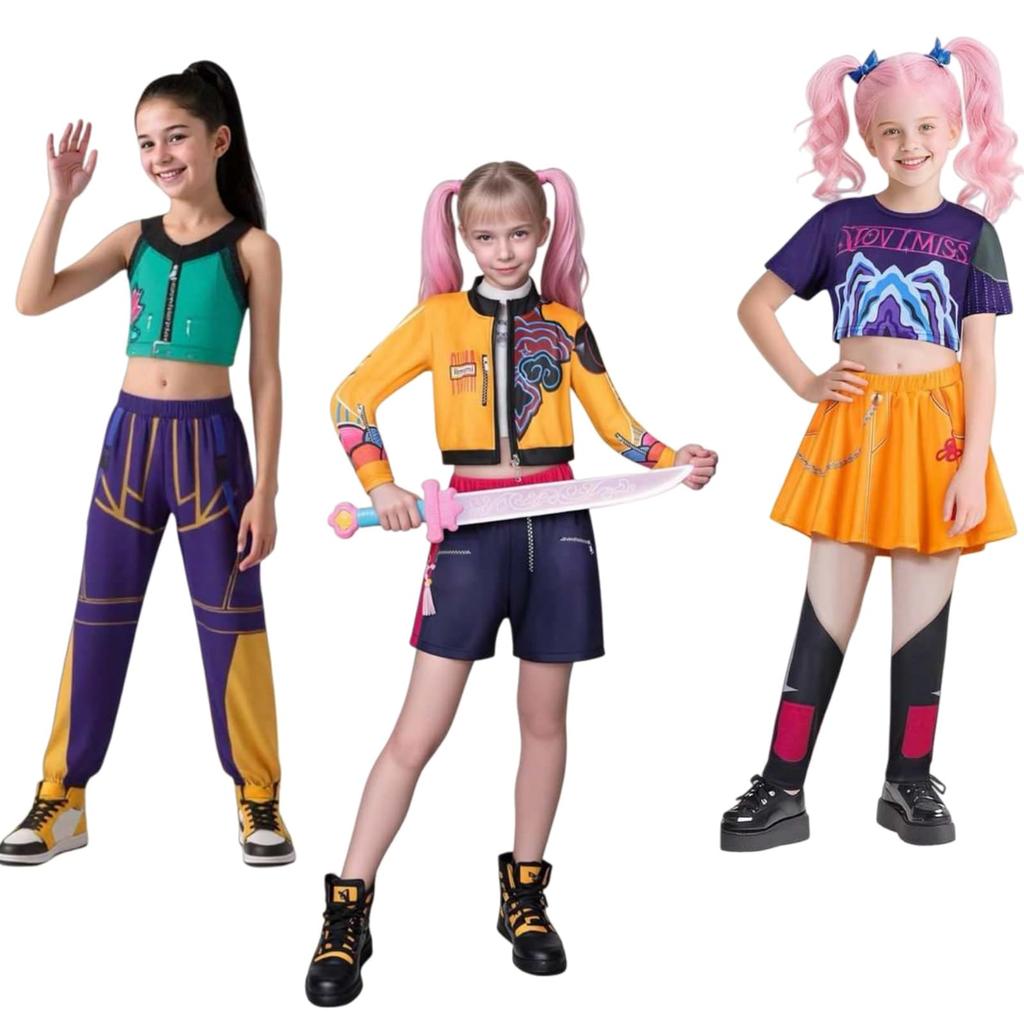 COSSA Kids' Demon/Hunter Cosplay Costume for Girls, Halloween, Cultural Festivals, Events, and Performances (Mira, 110)