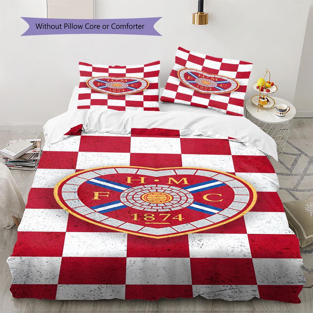 Heart of Midlothian Football Club Pattern Bedding,Quilt Set Quilt Cover Pillowcase Home Birthday Gift(1 * Duvet Cover + 2 * Pillowcase, Without Core)