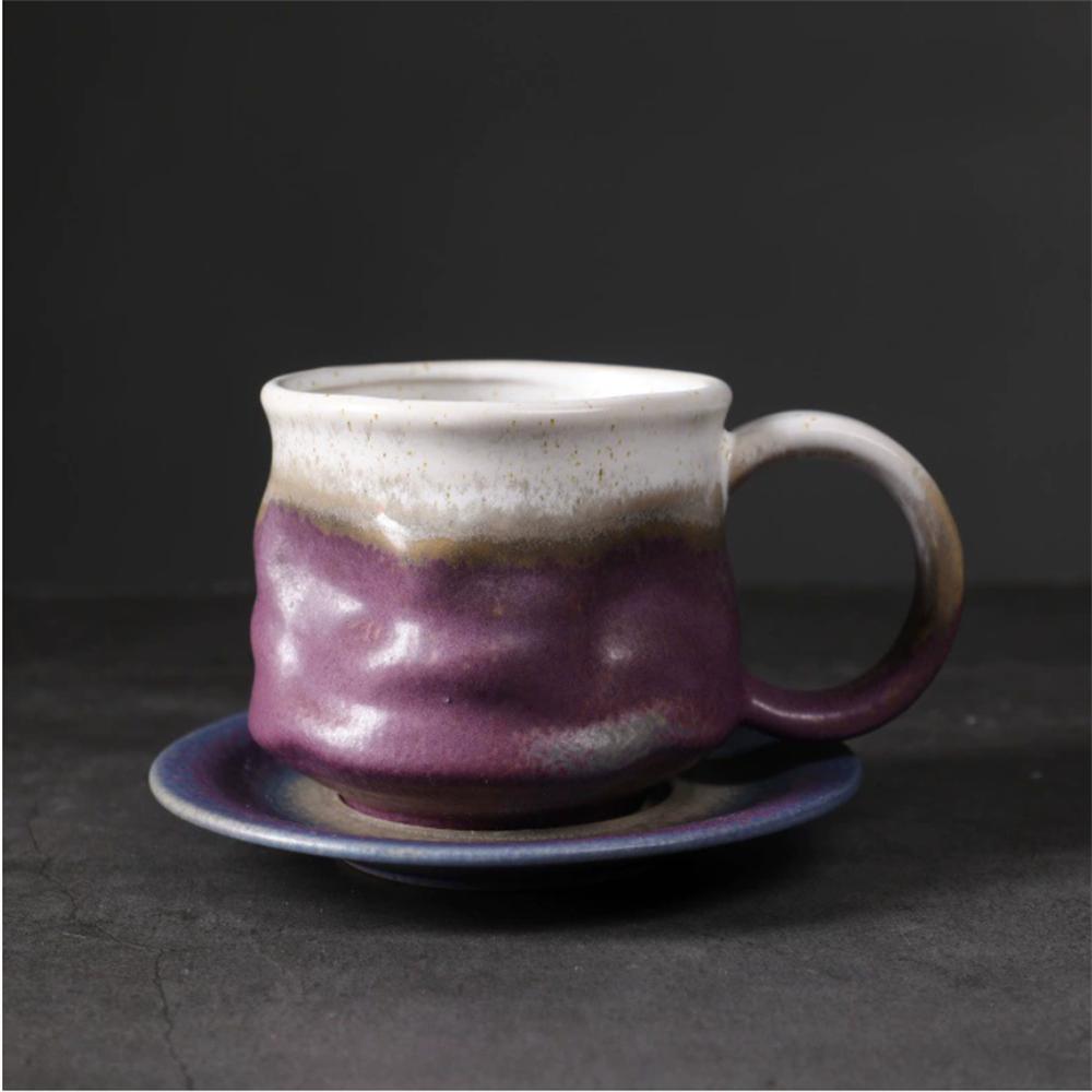 1X Japanese Style Creative Retro Ceramic Coffee Cup Mugs Saucer Set Tea Coarse Coffee Milk Cups Mug