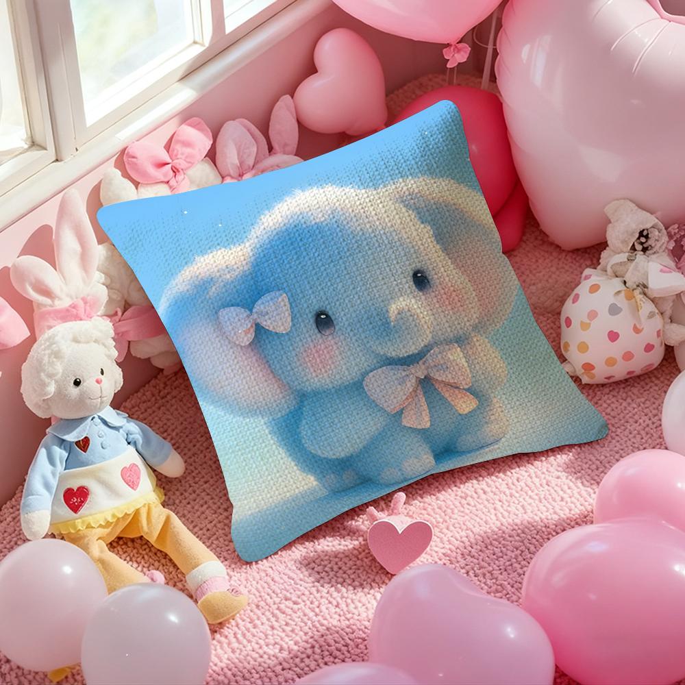 Cute Cured Animals Pictures Lovely Pillow Case Anti-Dustmite Pillowcase Invisible Zipper Silky Short Plush Sofa Cushion Cover