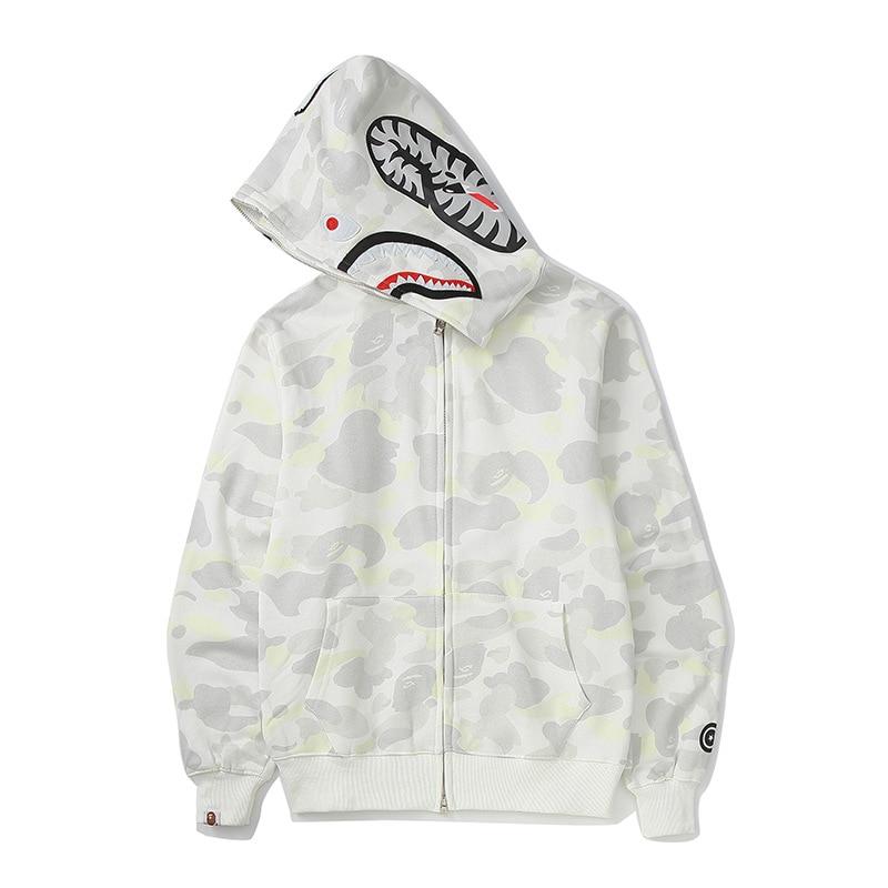 Yumenam Mens Hoodie Shark Head Camo 3D Printed Full