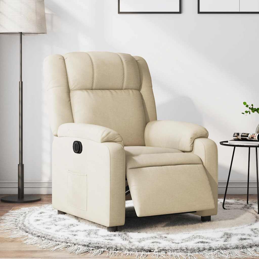 Electric Recliner Chair Cream Fabric