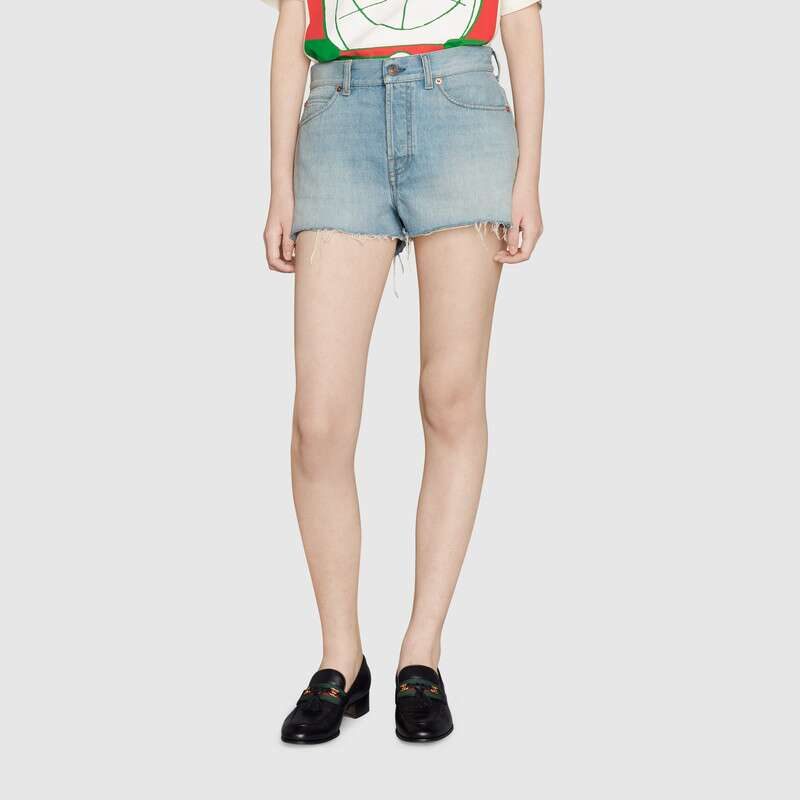 Gucci X Doraemon Denim Shorts Women's Blue 652655-XDBOS-4452