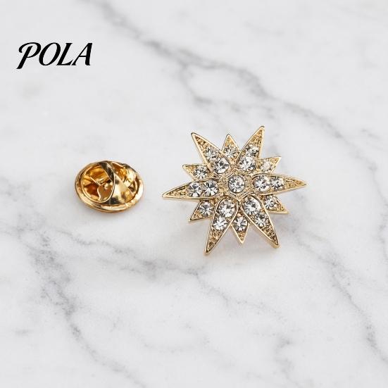 Rhinestone Lapel Pin 1/2Pcs Double-Layered Eight-Pointed Star with Rhinestones, Thickened Alloy Fashion Suit Safety Buckle for Suits Shirts
