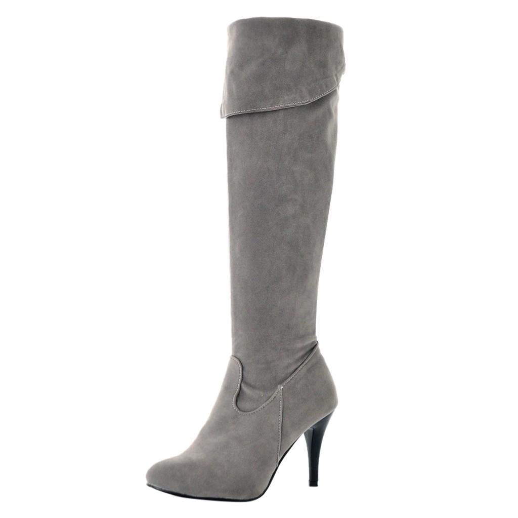 

(SU)Женские сапоги выше колена на тонком высоком каблуке, модные зимние длинные сапоги, теплая зимняя обувь