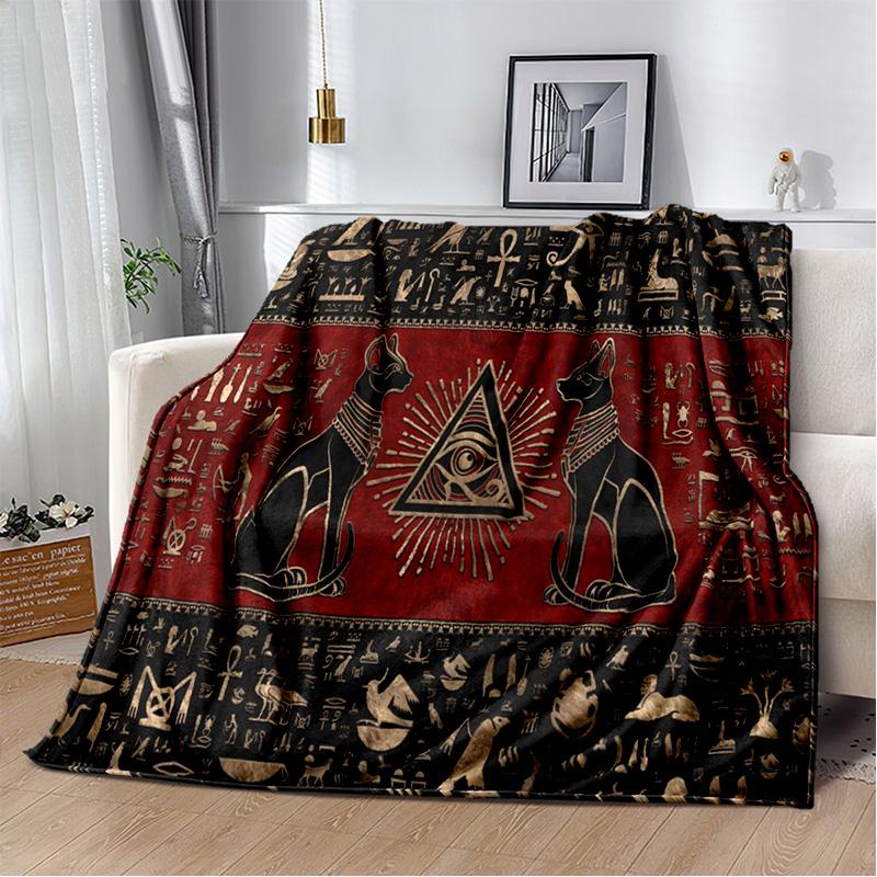 3D Ancient Egyptian Mythological Ideographic Sign Symbols Blanket,Soft Throw Blanket for Home Bedroom Bed Sofa Cover Blanket Kid