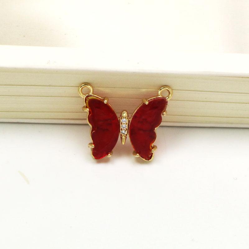 Koreanskt flerfärgat kristallfjärilshalsband - Guldpläterad titanstål nyckelbenskedja för kvinnor