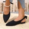 Fashion 2025 Summer Pointed Toe Flats Women Baotou Shallow Suede Rear Bow Slip Strap Soft Sole Non-Slip Plus Size Sandals