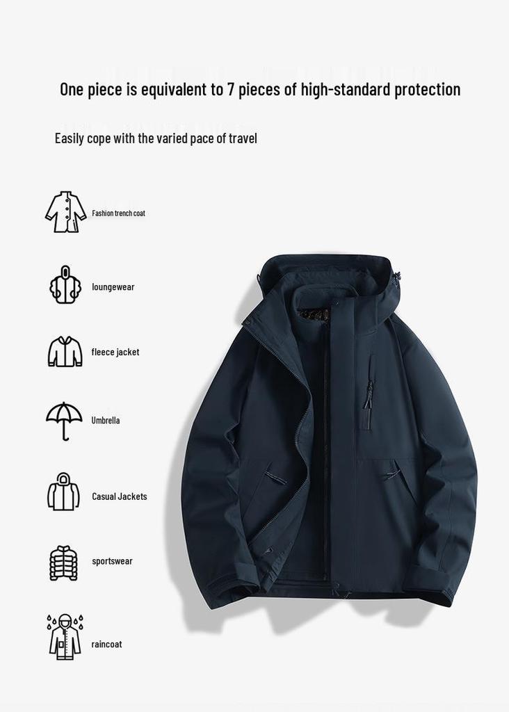 Purple 3-in-1 Winter Mountaineering Jacket with Custom Logo and Velvet Fleece Liner