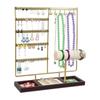Organisateurs de bijoux élégants Support à colliers et boucles d'oreilles multicouches avec plateau en bois naturel pour la décoration de la maison