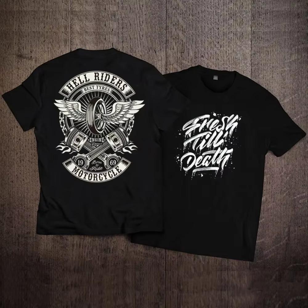 Nueva Camiseta de Manga Corta de Talla Grande 2024 para Hombres y Mujeres, Camiseta Holgada Estampada de Rock Retro Americano Harley Motorcycle