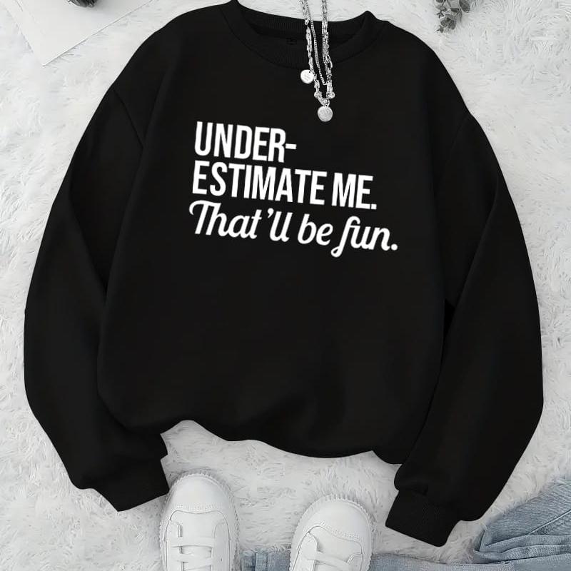 

Stylish Printed Women s Crew Neck Hoodie, Loose Silhouette & Fleece Lined, Autumn XXL