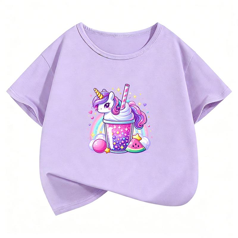 2026 Summer Spring Kawaii Unicorn T Shirts Funny Manga Kids Childrens Tshirt Short Sleeve Boys Girls Casual Top Tee