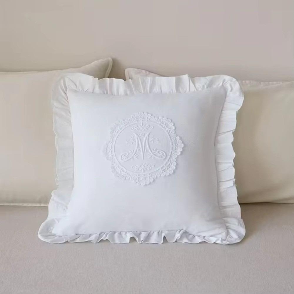 French Lace Cushion Cover Washed Material Bedroom Pillow Shell Comfortable Pillow Cover