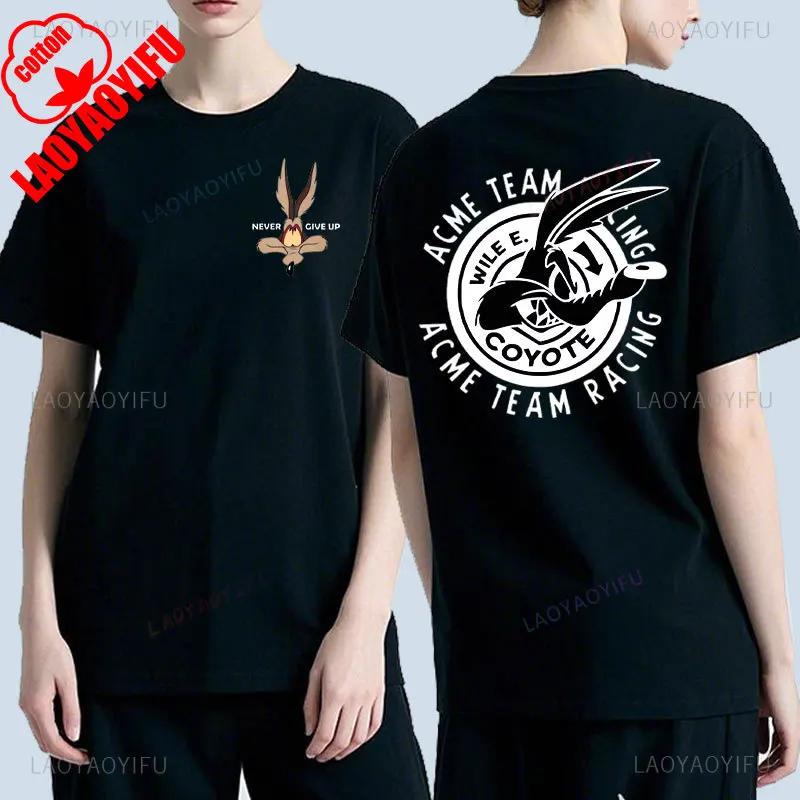 Wile E Coyote Cartoon Zweiseitig Bedrucktes T-Shirt Unisex Mode Y2k T-Shirt Klassisch Manga Grafik Baumwoll-T-Shirts Sommer Camisetas top