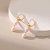 Simple Retro Long Pearl Drop Earrings 18k Gold Plated For Women