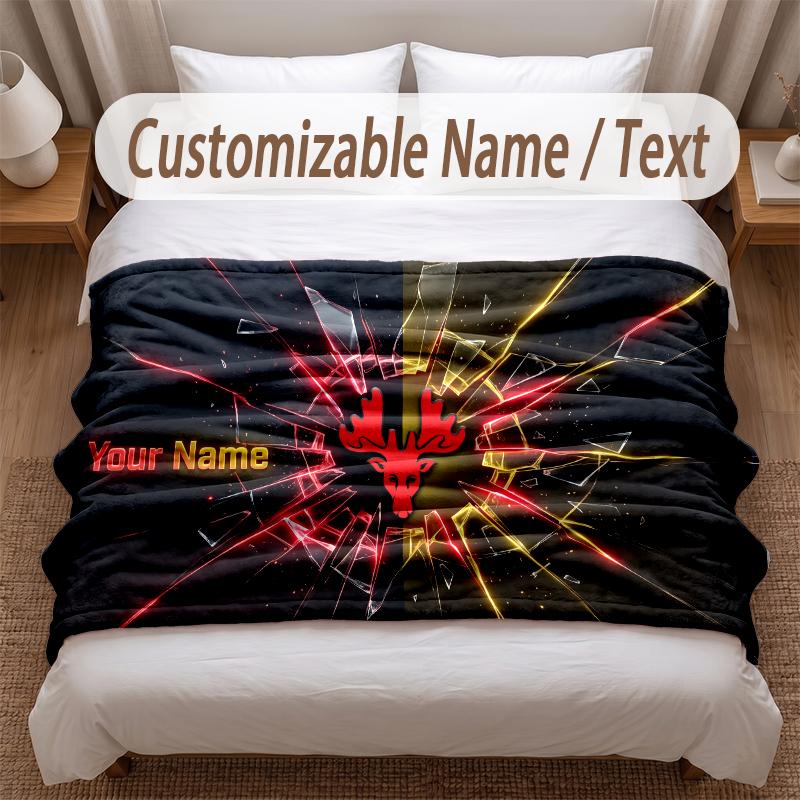 Watford FC Printed Flannel Blanket Custom Name Text Soft Warm Throw For Bedroom Holiday Gift