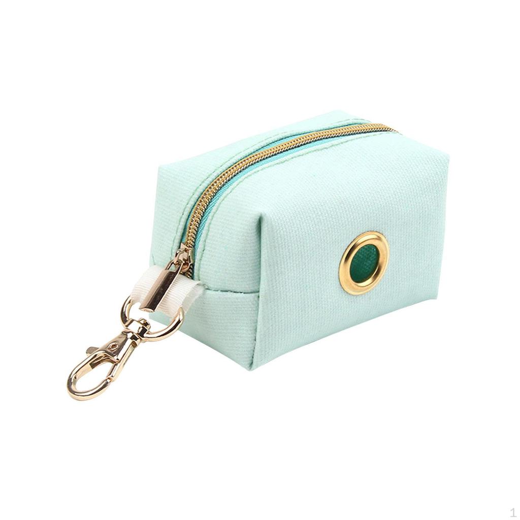 Canvas Dog Poop Bag Holder Waste Dispenser with Zipper Puppy Scratch Resistant Zipped Container