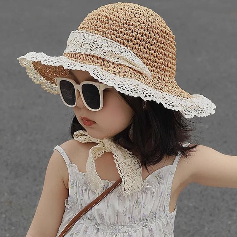 Summer Children'S Vacation Beach Hat Summer Lace Straw Hat Baby Parent-Child Spring And Autumn Sun Hat