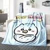 1pc Chiikawa Blanket with Custom Name, Gift, for Men and Women, Soft Blanket, Good for Sofa Bed Couch Travel, Lightweight Flannel Blanket