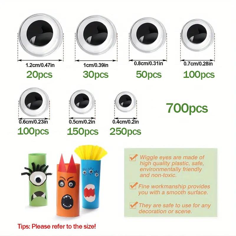 700PCS/Box Multi-dimension DIY Black White Eye Stickers,Handmade Doll Self Adhesive Sticky Eyes, 3D Toy Eye Stickers,DIY Art Cra