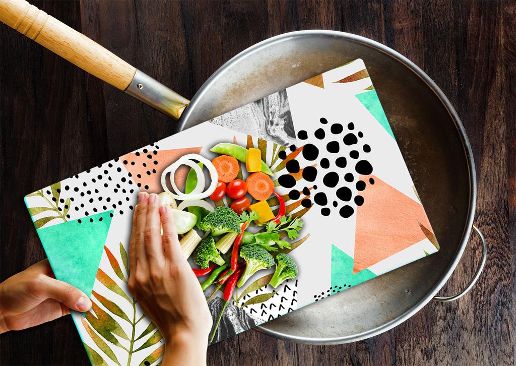 GLASS CUTTING BOARD 52x30 FLOWERS