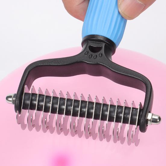 Pet Grooming Rake, Double Sided Cat Undercoat Rake Dematting Comb, Gentle Detangling Tool, Deshedding Brush for Dogs Cats Medium Long Coats