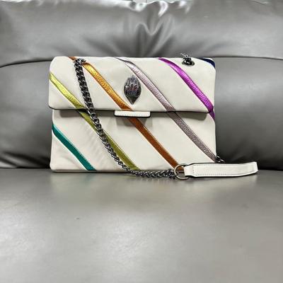 London Eagle Head New Fashion Women Bag Luxury Designer Striped Patchwork Chain Shoulder Crossbody Bags PU Leather