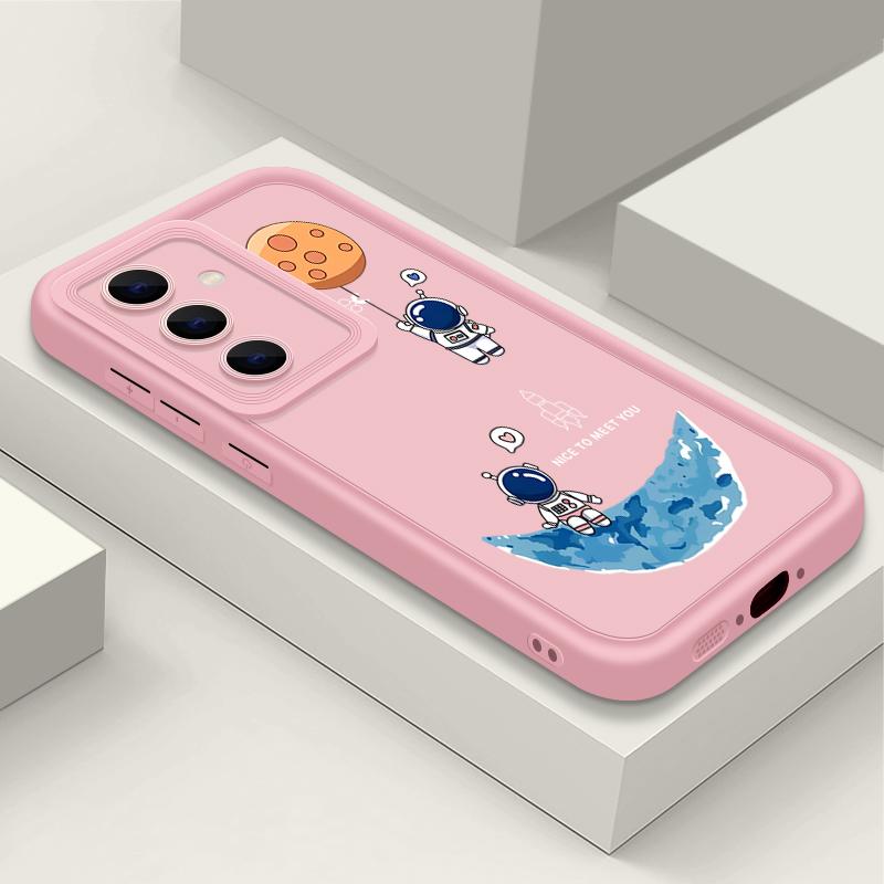 Cartoon Astronaut Pattern Matte TPU Case For Samsung S25 Edge S24 FE S23 Ultra S22 A56 A36 A26 A16 A15 A55 A35 Soft Shockproof Anti-Fall Phone Cover