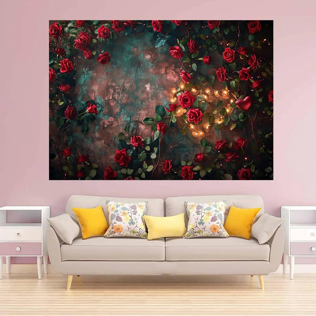 2D plane 1 piece with an elegant wine red and red rose flower background suitable for a wedding