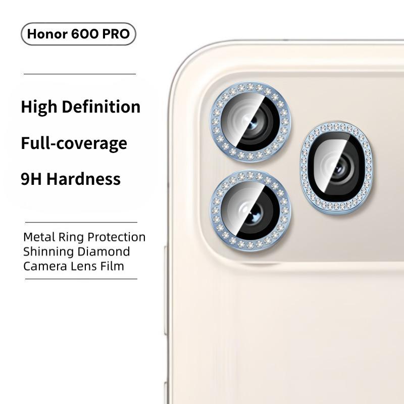 HD Eagle‑Eye Metal Alloy Ring Tempered Glass Camera Lens Protector For Honor 600 Pro 600 Lite Full‑Coverage Anti‑Scratch Cover
