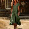 Fashion Women's Color V-neck Long Dress Loose