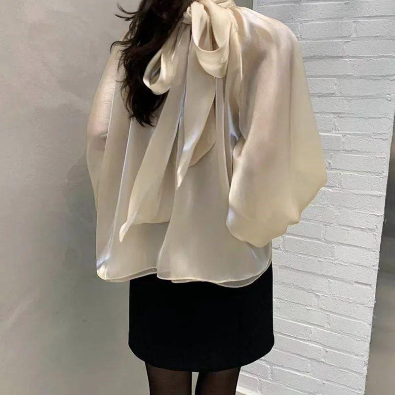 Elegant Style Blouse Women Hot Sale All-Match Solid Color Bl