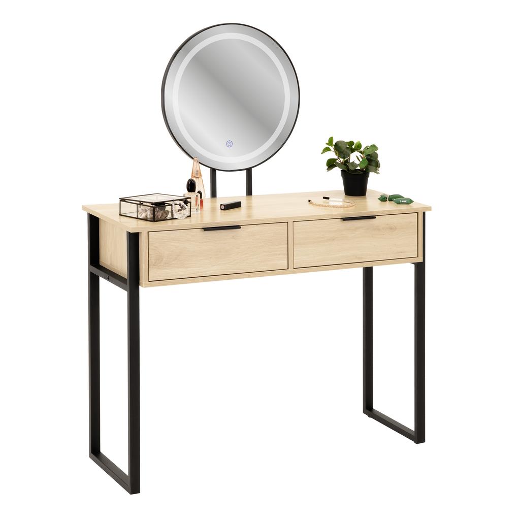 Loft Cosmetic Dressing Table With Led Makeup Mirror And Drawer Lighting