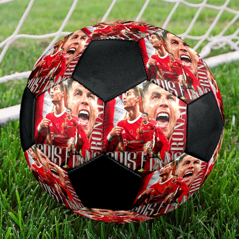 1PC Cristiano Ronaldo Heart Size 5 Soccer Ball PrahaIndoor Soccer Ball Colorful All Ages Machine Stitched PVC Competition Ready Durable High-Bounce