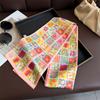 Korean Version of High-end Silk Scarf, Small Long Light Luxury Streamer, Tied Bag Decoration, Double-layer Scarf, Headband Printing, Narrow Scarf.