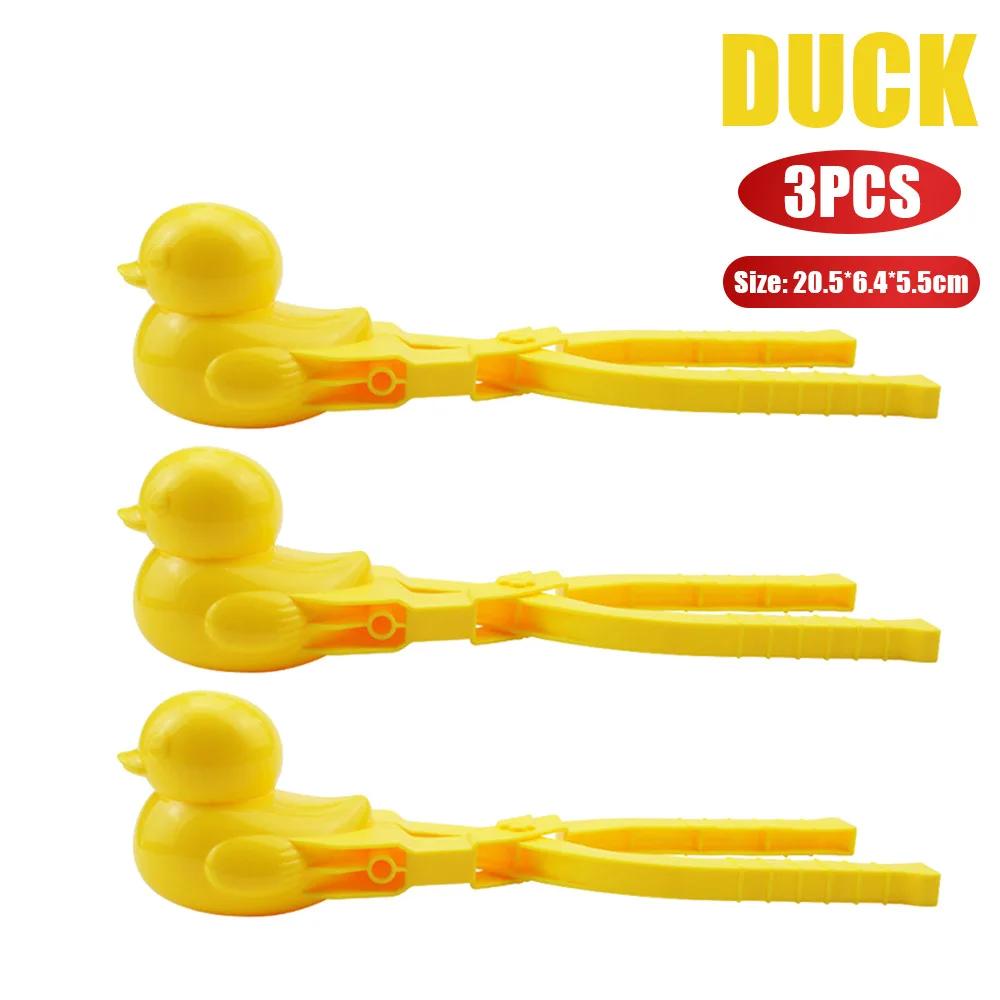 5Pcs Duck Shaped Snowball Maker Clip Children Outdoor Plastic Winter Snow Sand Making Mould Tool for Kids Fight Fun Sports Toys