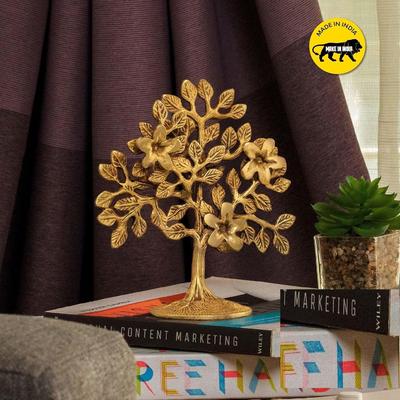 Showpiece (7.5 Inches) Trees of Life - Home Decor - Gift for Good Luck Vastu and Fengshui - Best In Living Room Table Decoration with Antique Polish