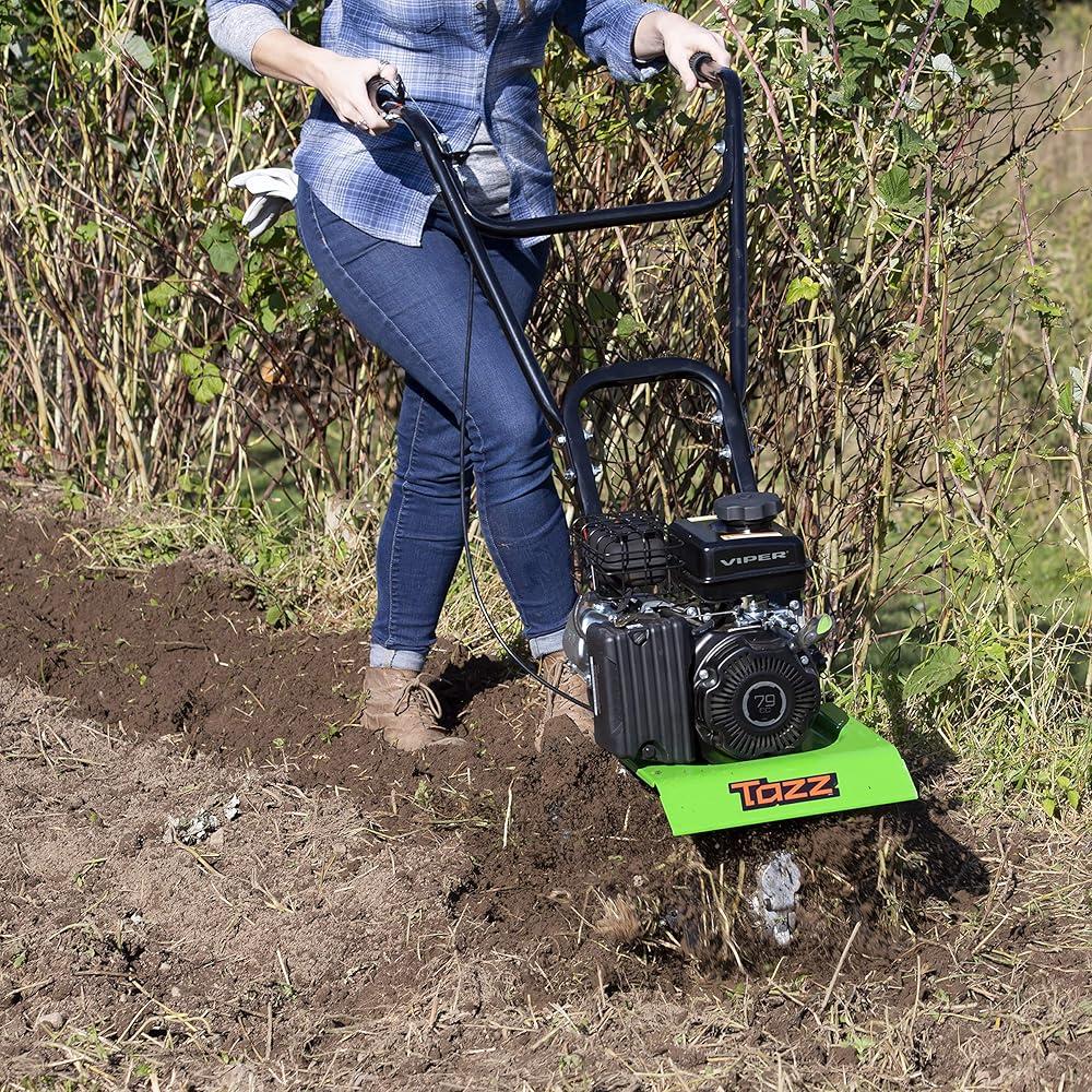 2-in-1 Gas Powered Front Tine Tiller Cultivator 79cc Engine Gear Drive Durable Steel Tines Adjustable Depth Lightweight Design