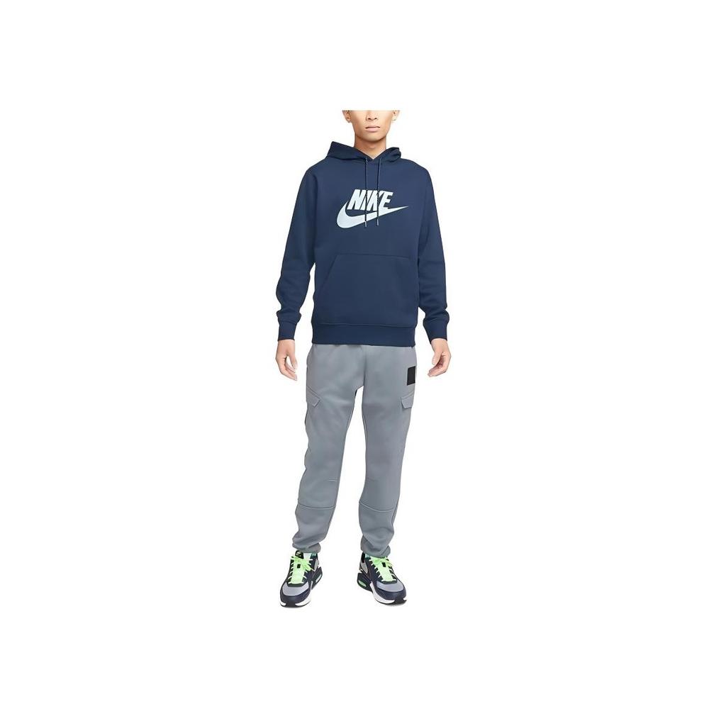 Nike Kangaroo Pocket Hoodie With Printed Logo Men Hoodie Blue DM1237-410