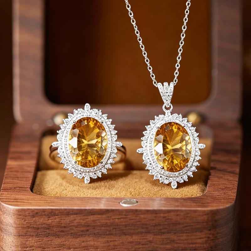 Millennial Cut Amethyst & Citrine Pendant Necklace in S925 Sterling Silver