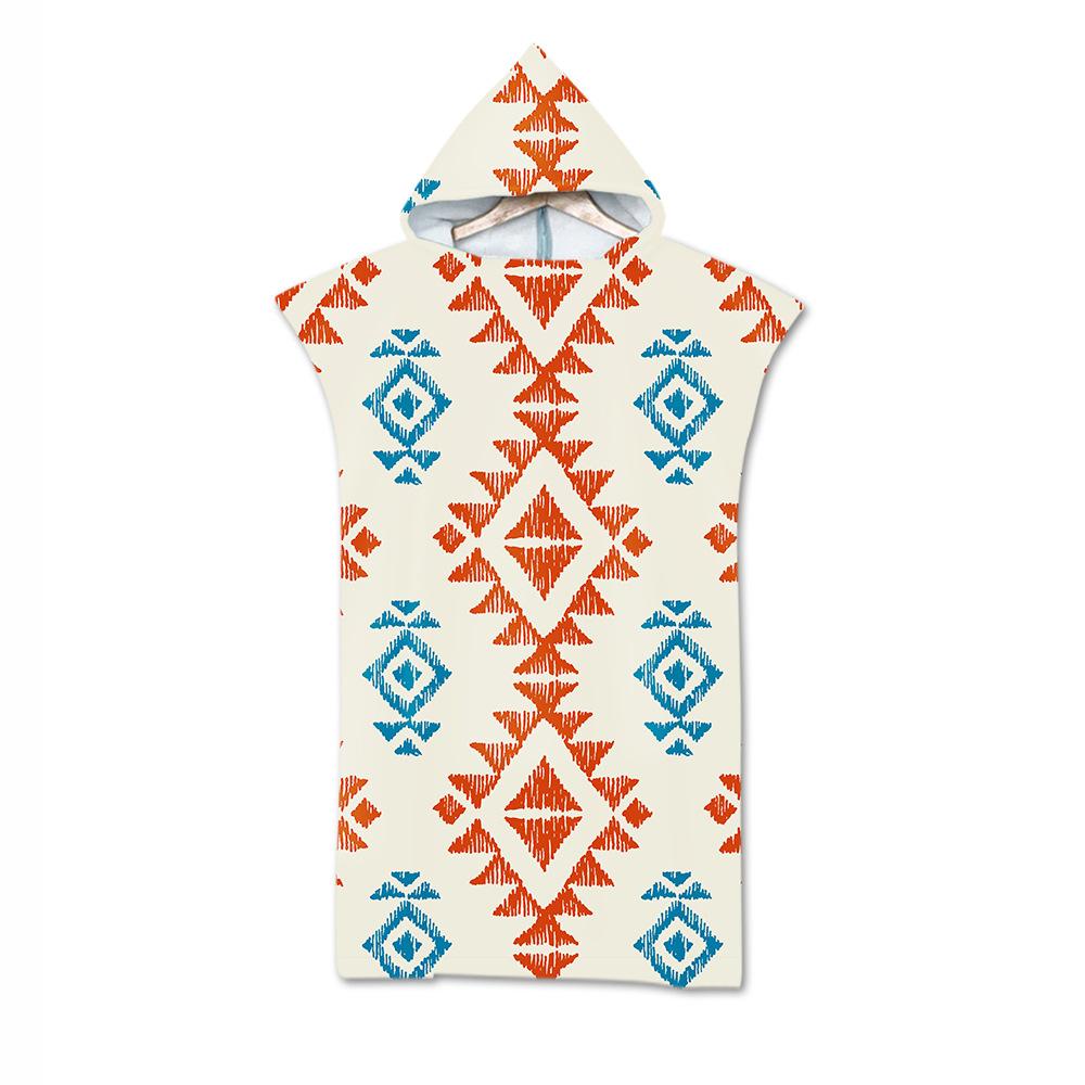 Adult Bath Towel Beach Towel Cape Geometric Print Hooded Bath Towel