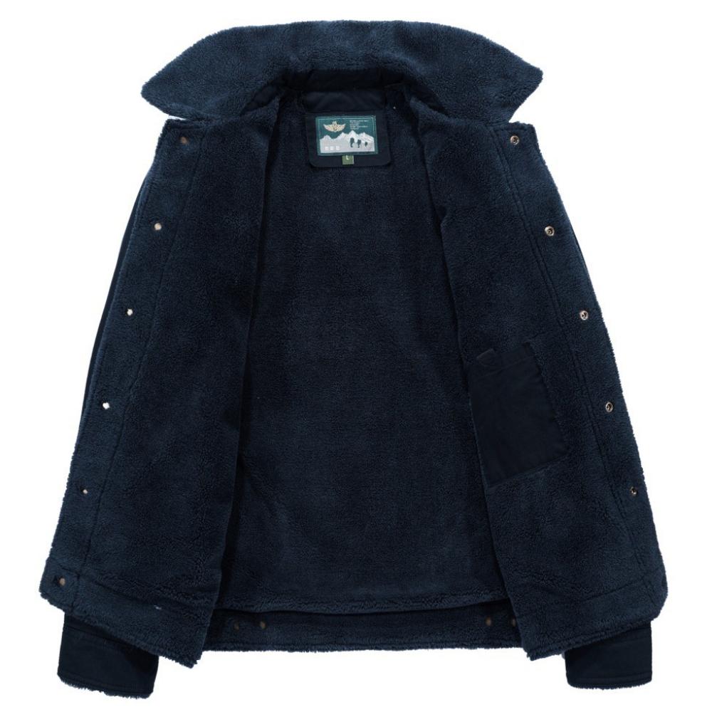 Winter Herren Baumwolle gefütterte Jacke mit dickem Revers Warmer Mantel Mittleren Alters Loose Fit Baumwolle gefütterte Jacke