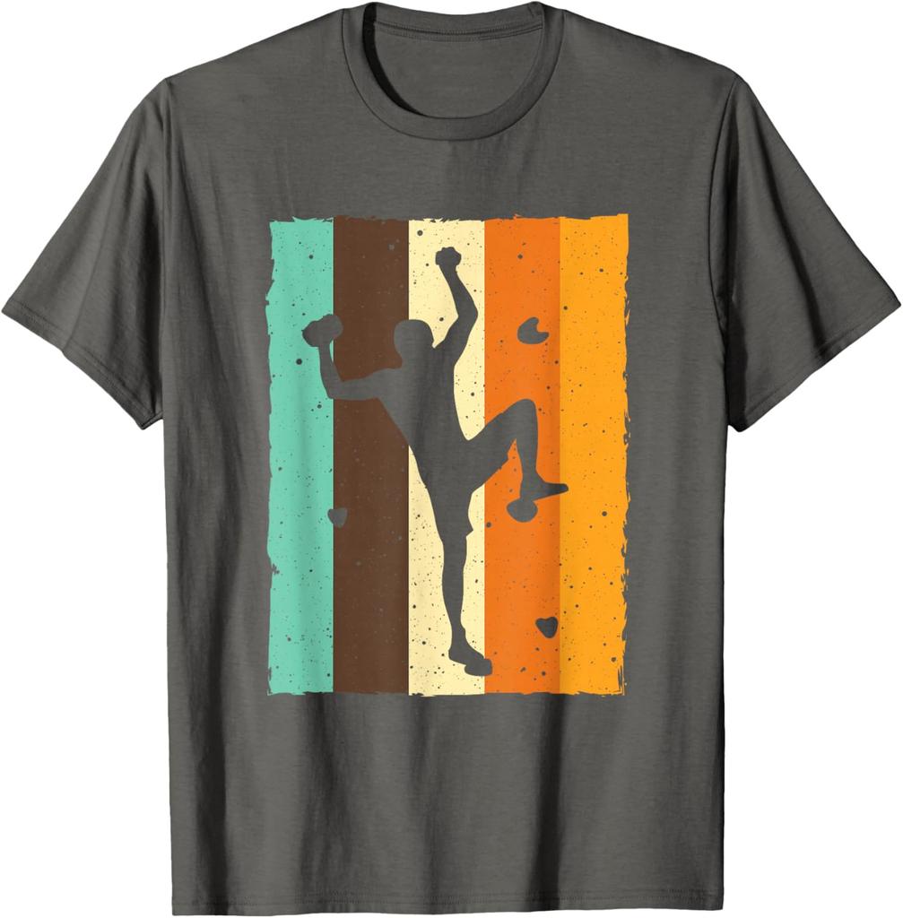 Vintage Bouldering Rock Climbing Silhouette Graphic Tee Men Women Sport TShirt