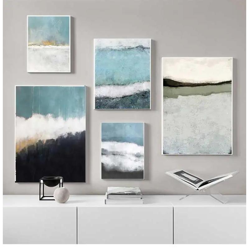 Art Modern Cuadro Decor Home Fashion Wall Picture for Living Room Nordic Poster and Print Abstract Blue Black Colour Canvas