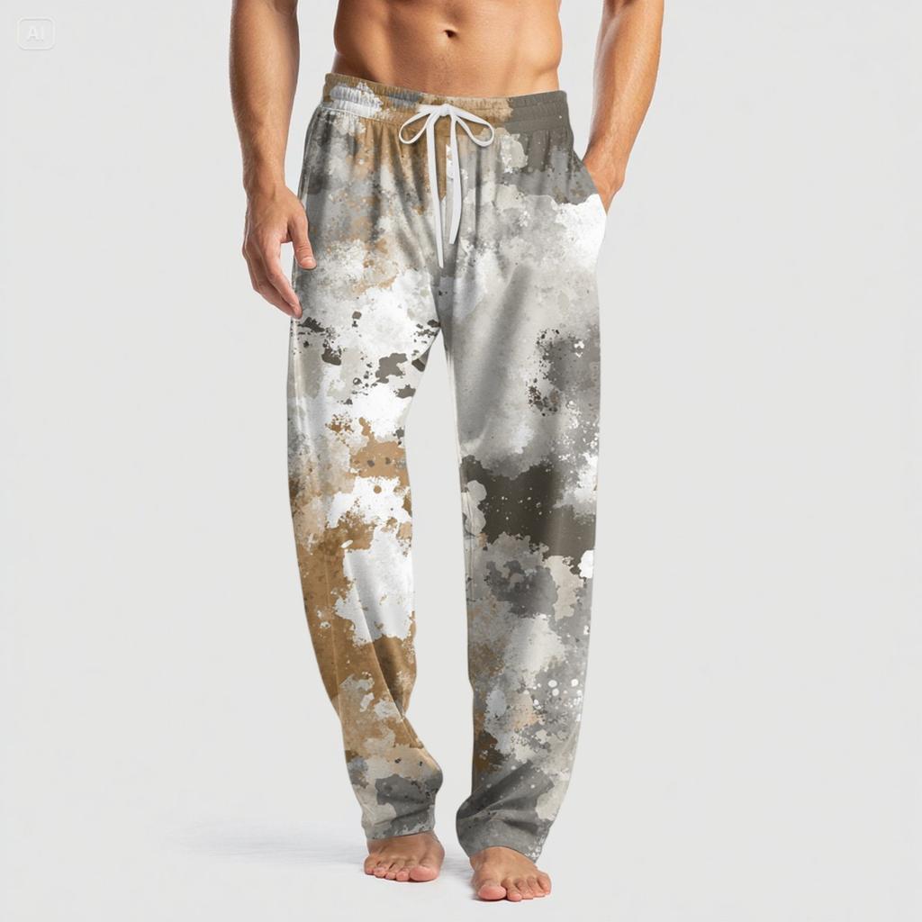 Pantaloni casual cu buzunar, tricotati pentru bărbați, cu imprimeu de Halloween, pantaloni de pijama