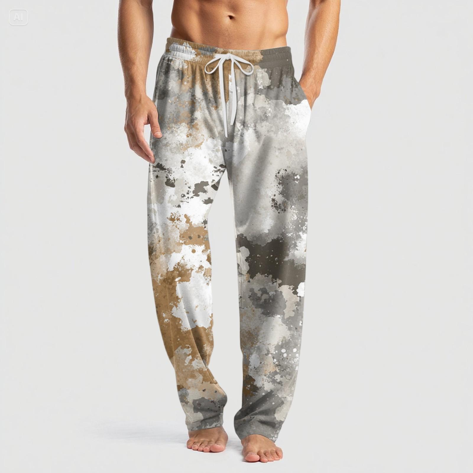 

Мужские вязаные повседневные брюки с карманом и принтом на Хэллоуин, пижамные брюки XL белый