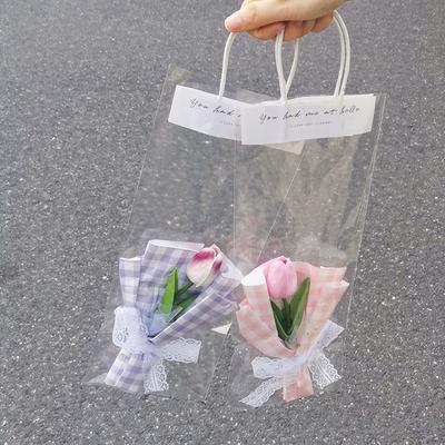 5/10pcs Flower Wrapping Bags Transparent Flower Packaging Gift Packing Bags with Handle Wedding Birthday Candy Flowers Box Decor